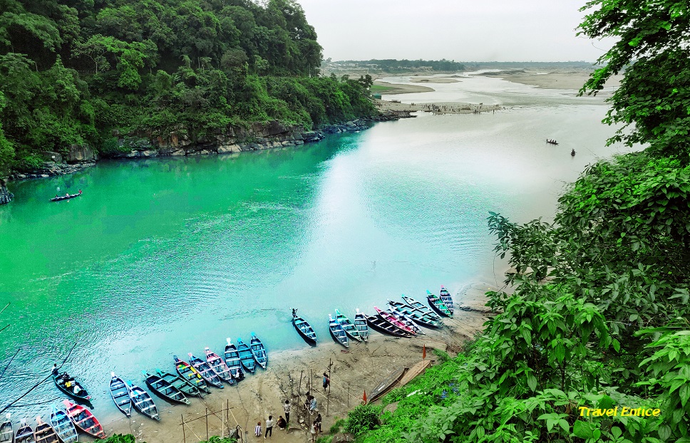 Dawki river in Dawki in Meghalaya