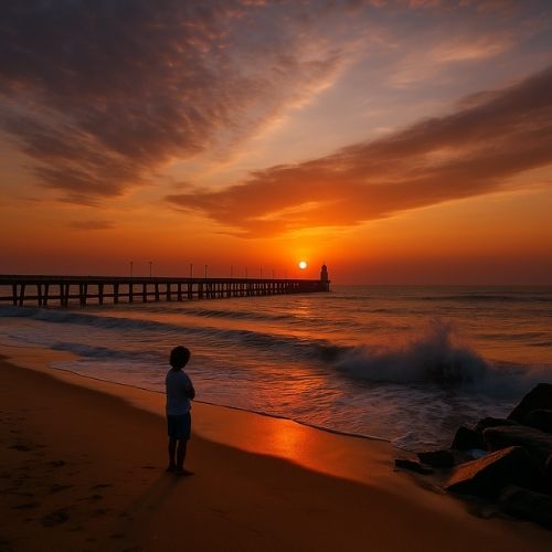 Sunrise from Rock Beach - Puducherry - Pondicherry Sightseeing