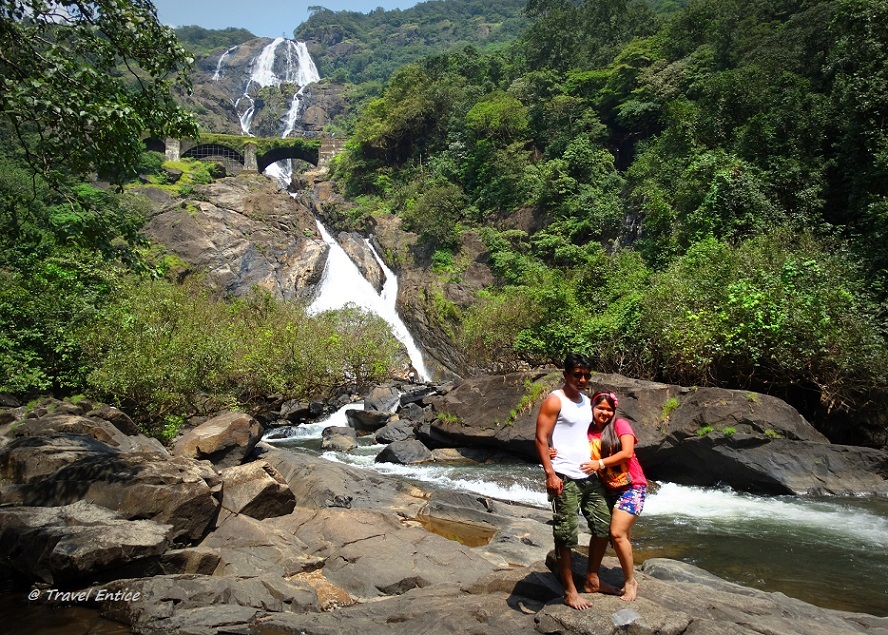 Dudhsagar Waterfalls in Goa - the full view from a distance