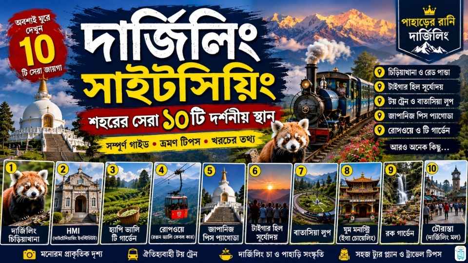 You are currently viewing দার্জিলিং ভ্রমণ গাইড: টাইগার হিল থেকে চৌরাস্তা, শহরের সেরা ১০টি দর্শনীয় স্থান