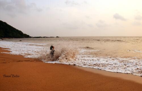 You should be careful about taking bath because the sea is not gentle at Cola beach in Goa