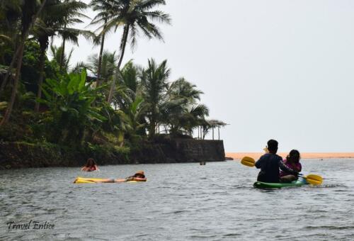 You will enjoy floating or kayaking in Back water of Cola beach in Goa.